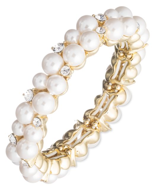 AK Anne Klein Pearl Cluster Stretch Bracelet