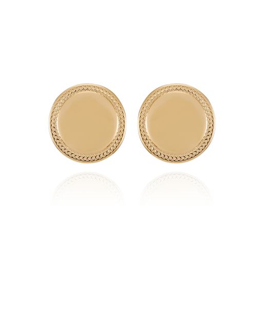 T Tahari Tone Circle Coin Clip On Button Earrings