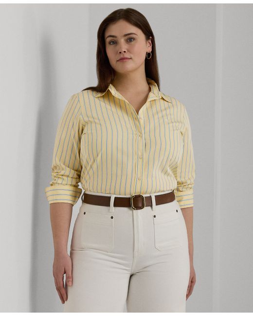 Lauren Ralph Lauren Plus Cotton Striped Shirt