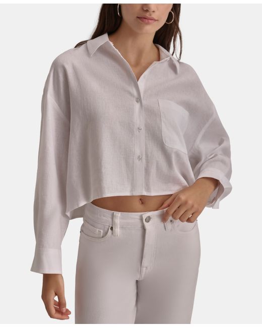 Dkny Oversized Cropped Button-Front Shirt