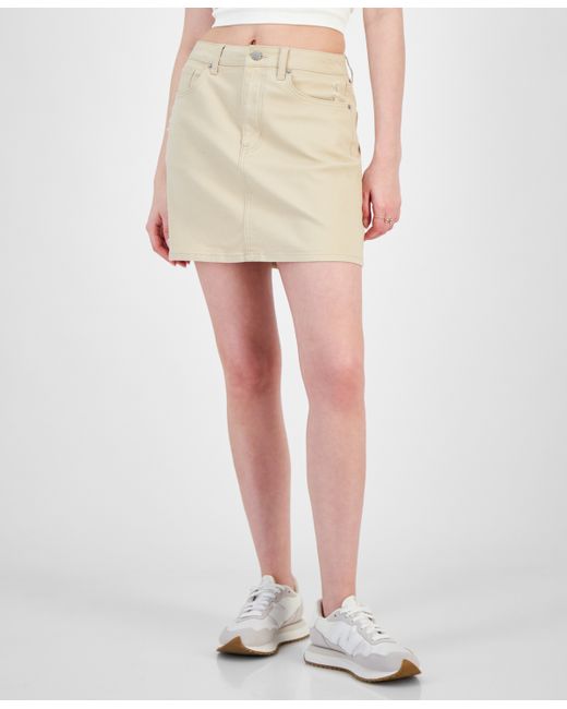 Tinseltown Juniors Zip-Front Five-Pocket Mini Skirt