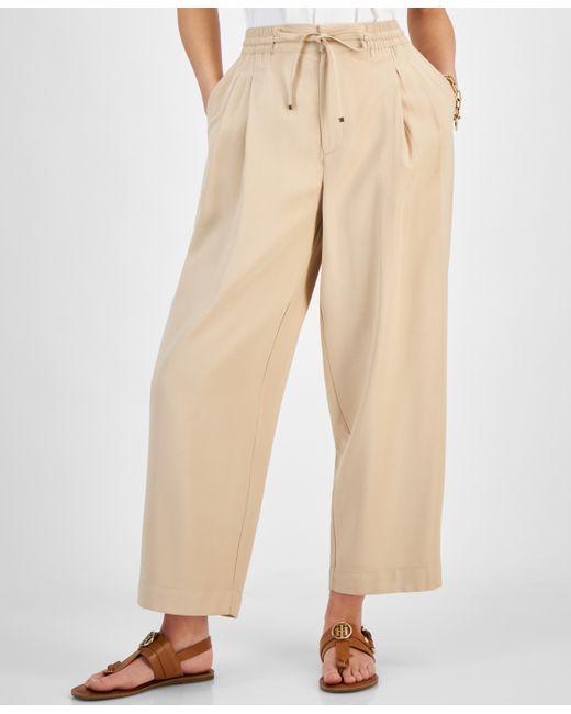 Tommy Hilfiger Belted Pleated-Front Ankle Pants