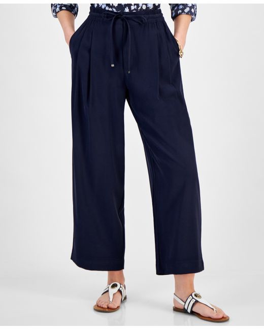 Tommy Hilfiger Belted Pleated-Front Ankle Pants