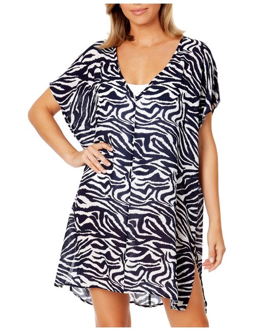 Anne Cole V-Neck Short-Sleeve Cover-Up Tunic