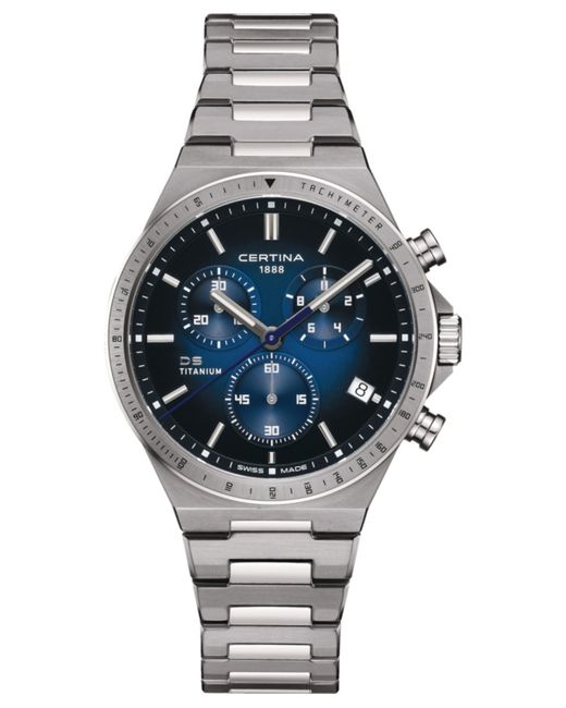 Certina Swiss Chronograph Ds-7 Tone Titanium Bracelet Watch 41mm