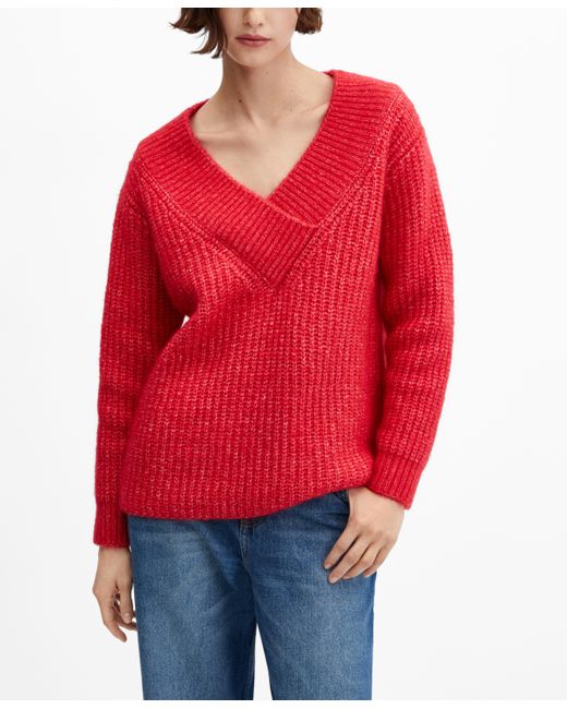 Mango Chunky-Knit V-Neck Sweater
