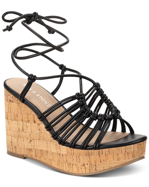 Sun + Stone Tillyy Lace-Up Wedge Sandals Created for