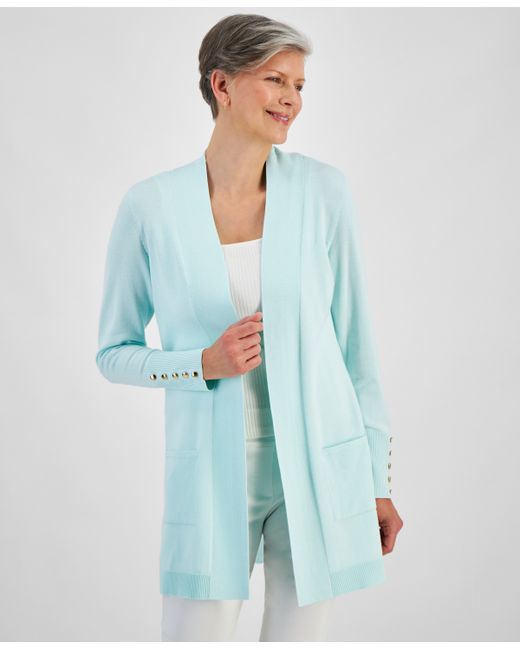 Jm Collection Button-Sleeve Flyaway Cardigan Created for Macy