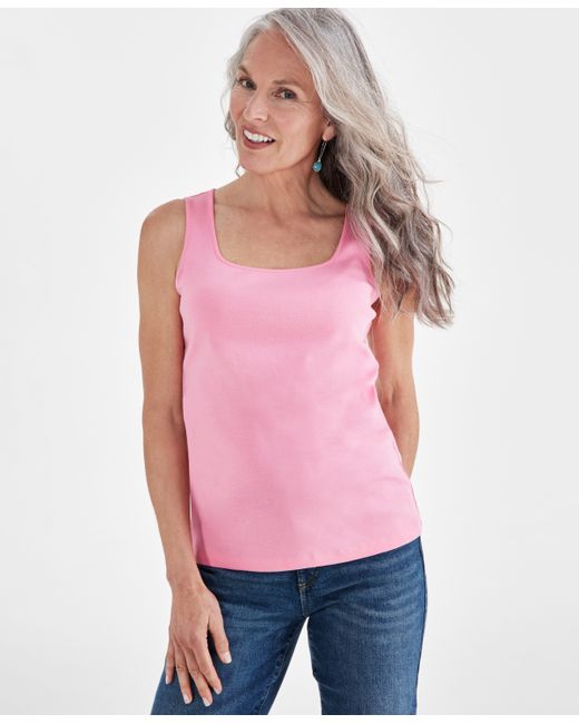 Style & Co Cotton Square-Neck Tank Top Created for