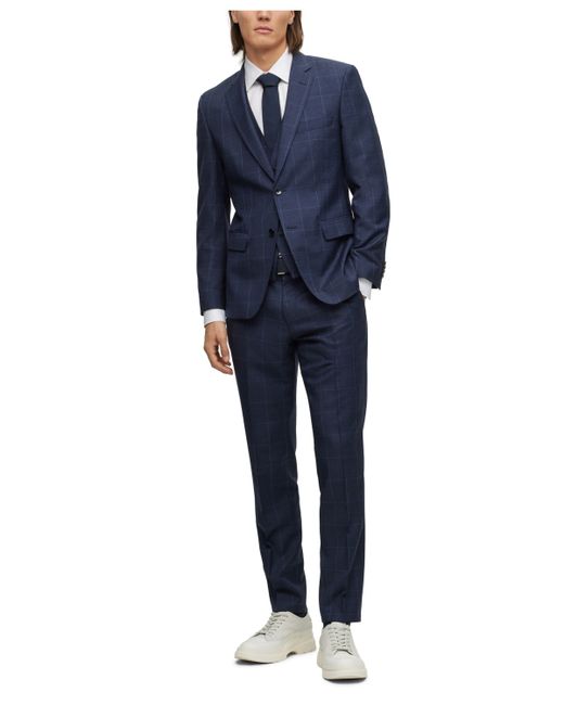 Hugo Boss Boss by Checked Three-Piece Slim-Fit Suit