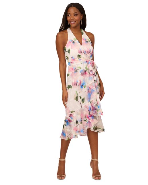Adrianna Papell Printed High-Low Ruffle Dress