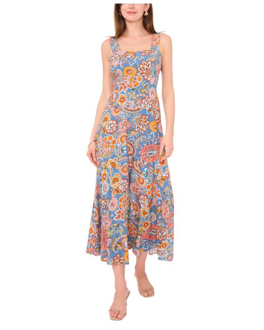 Vince Camuto Printed Smocked Fit Flare Maxi Dress