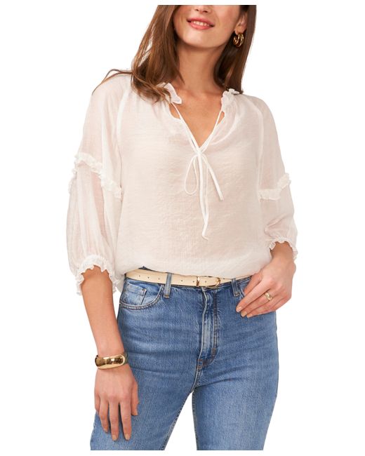 Vince Camuto Ruffled-Sleeve Tie-Neck Top