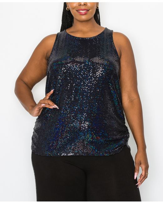 Coin 1804 Plus Sequin Side Ruched Tank Top