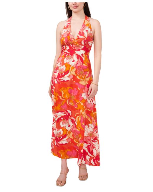 1.State Floral Print Sleeveless Halter Maxi Dress