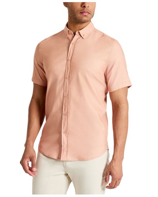 Kenneth Cole Slim Fit Short Sleeve Button-Down Sport Shirt