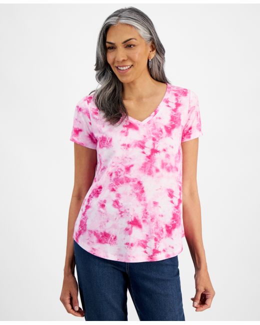 Style & Co Tie-Dye V-Neck T-Shirt Created for