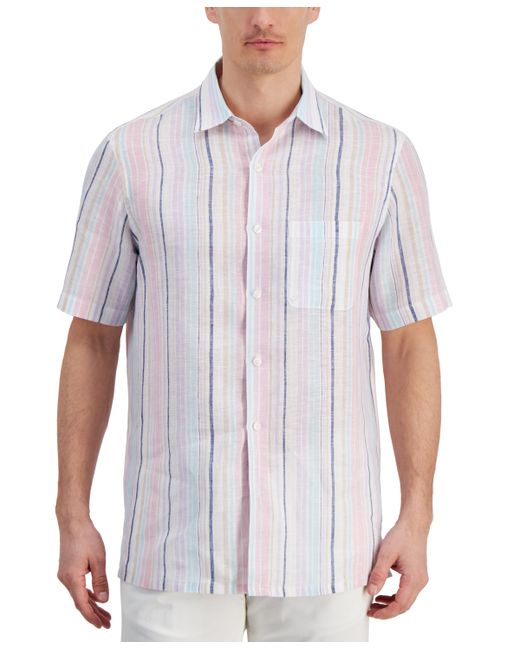 Club Room Dart Striped Short-Sleeve Linen Shirt Created for