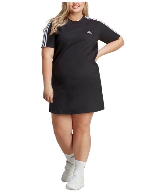 Adidas Plus Essentials 3-Stripes Boyfriend T-Shirt Dress white