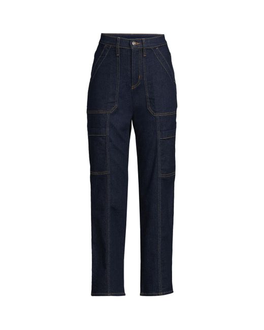 Lands' End Denim High Rise Utility Cargo Ankle Jeans