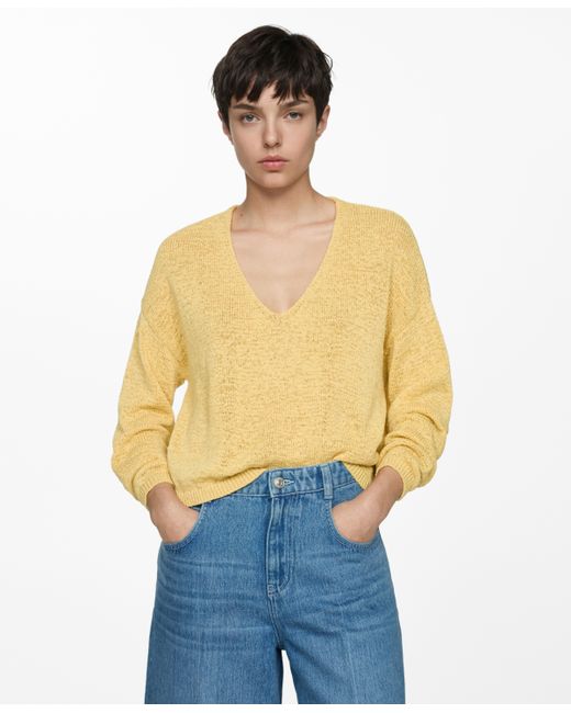 Mango Fine-Knit V-Neck Sweater