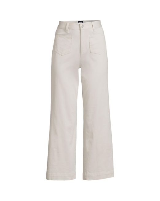 Lands' End High Rise Patch Pocket Wide Leg Chino Crop Pants