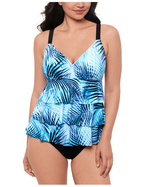 Swim Solutions Leaf It Alone Tiered Fauxkini One-Piece Swimsuit Created for