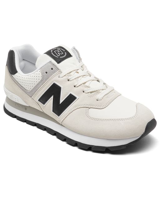 New Balance 574 Rugged Casual Sneakers from Finish Line white/black