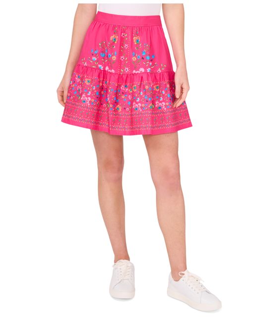 Cece A-Line Placed Print Ruffle Skirt