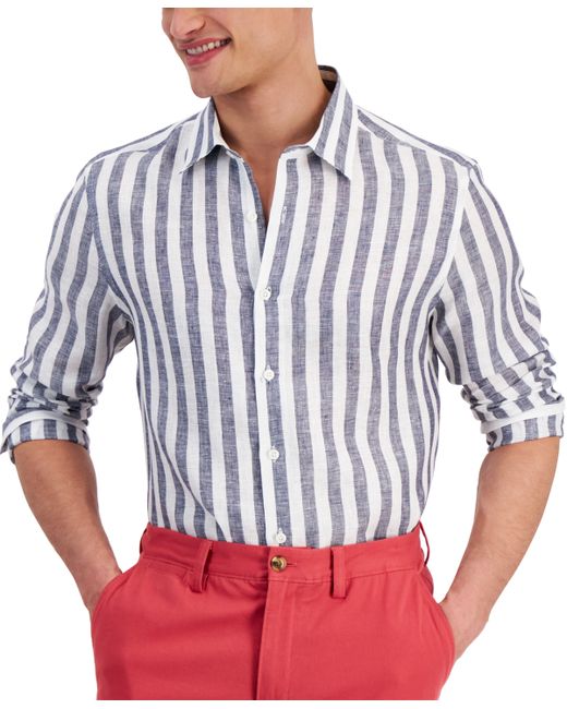 Club Room Alba Stripe Long-Sleeve Linen Shirt Created for Macy