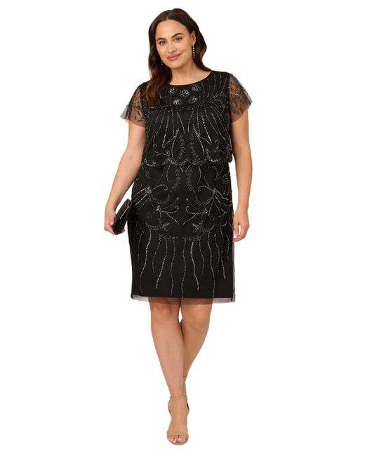 Adrianna Papell Plus Beaded Cocktail Dress