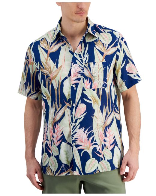 Club Room Hero Short Sleeve Button Front Palm Print Shirt Created for