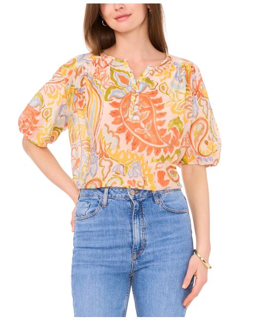 Vince Camuto Printed Puff-Sleeve Top