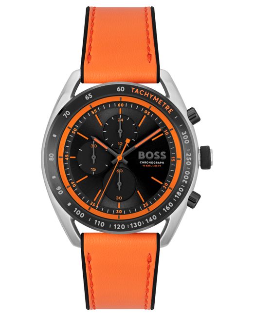 Hugo Boss Boss Center Court Quartz Chronograph Leatherand Black Silicone Strap Watch 44mm