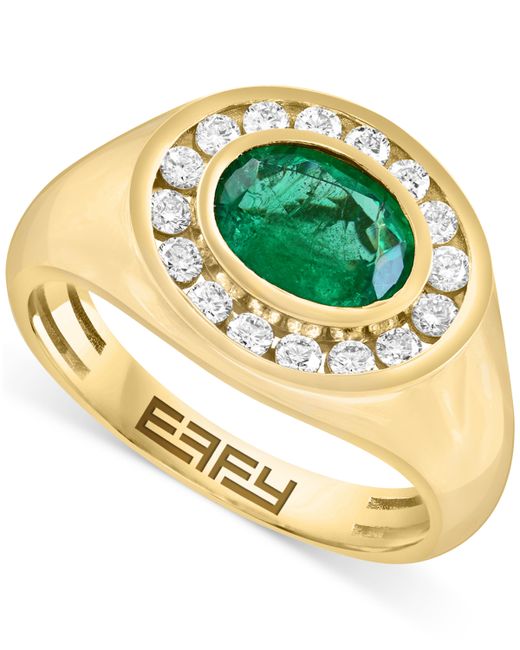 Effy Collection Effy Emerald 1-1/2 ct. t.w. Diamond 1/2 Halo Ring 14k Gold