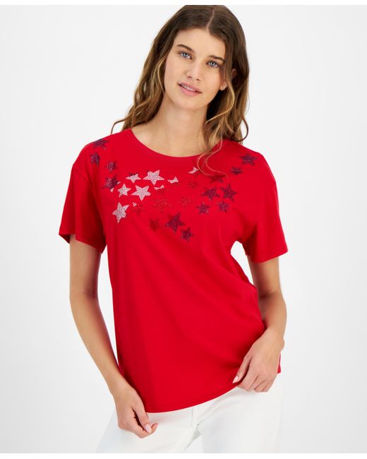 Tommy Hilfiger Embellished-Star Short-Sleeve T-Shirt