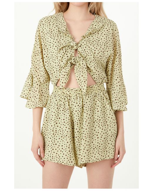 Free the Roses Polka Dot Tied Romper with Ruffles