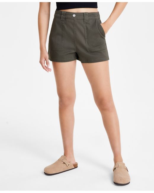 Tinseltown Juniors Fly-Front High-Rise Shorts
