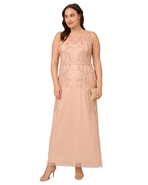 Adrianna Papell Plus Embellished Sleeveless Gown