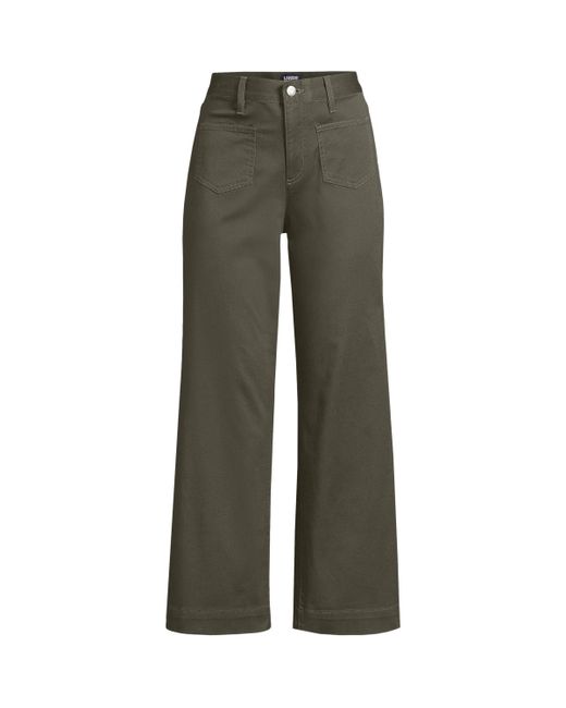 Lands' End High Rise Patch Pocket Wide Leg Chino Crop Pants