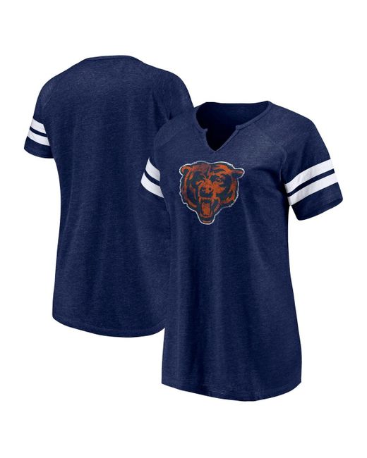 Fanatics Branded Navy Chicago Bears Plus Logo Notch Neck Raglan Sleeve T-Shirt