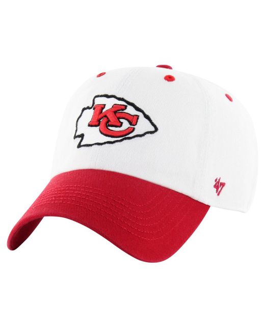'47 Brand 47 White Kansas City Chiefs Double Header Diamond Clean Up Adjustable Hat