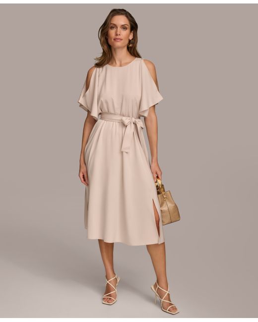 Donna Karan Cold-Shoulder A-Line Dress