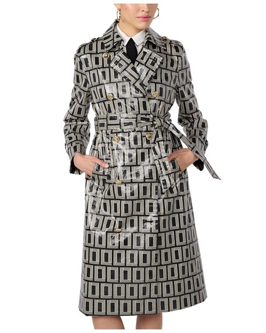 Karl Lagerfeld Double-Breasted Printed Trench Coat Pavement