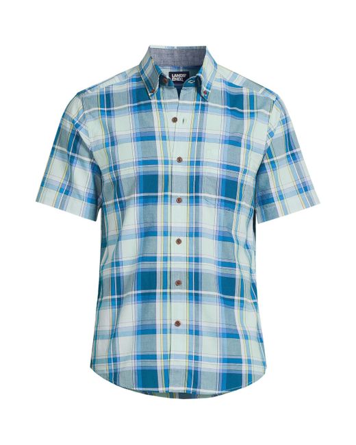 Lands' End Traditional Fit Short Sleeve Madras Shirt plaid