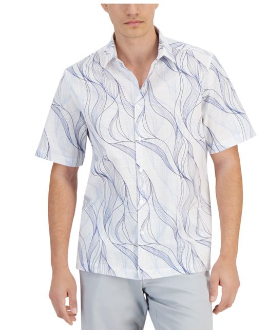 Alfani Regular-Fit Abstract Wave-Print Button-Down Shirt Created for