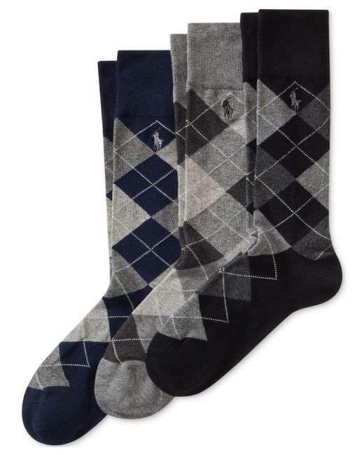 Polo Ralph Lauren Socks Extended Argyle Dress 3-Pack grey