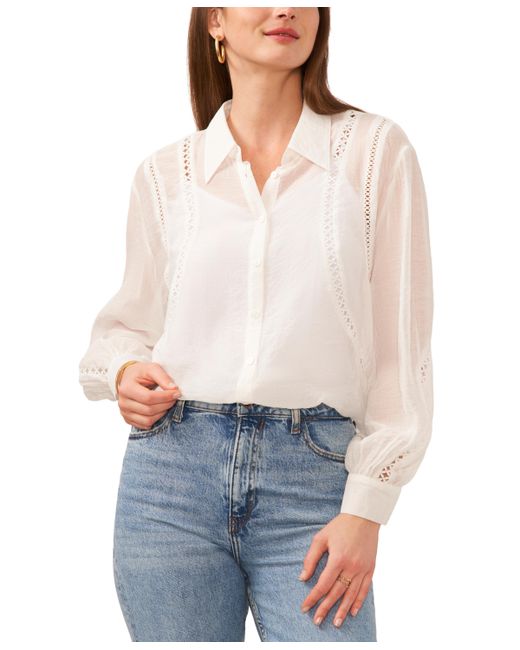 Vince Camuto Button-Down Pointelle Top