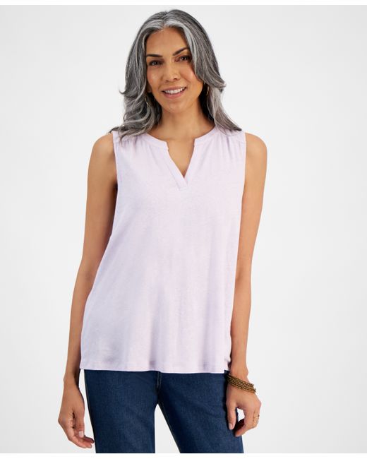 Style & Co Linen-Cotton Sleeveless Top Created for Macy