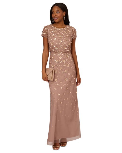 Adrianna Papell 3D Embellished Blouson Gown
